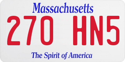 MA license plate 270HN5