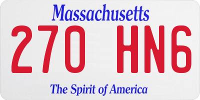 MA license plate 270HN6