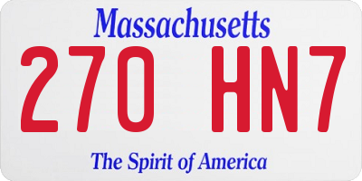 MA license plate 270HN7