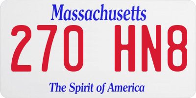 MA license plate 270HN8