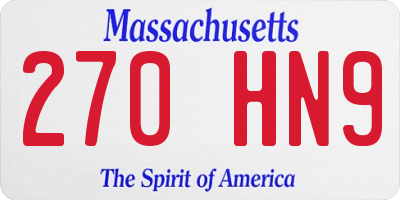 MA license plate 270HN9