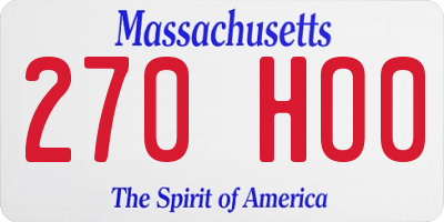 MA license plate 270HO0