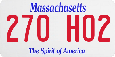 MA license plate 270HO2