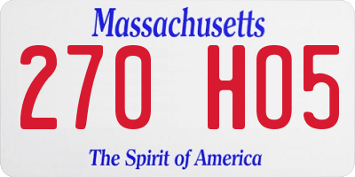 MA license plate 270HO5