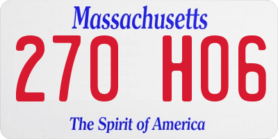 MA license plate 270HO6