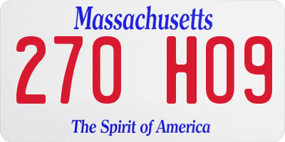 MA license plate 270HO9