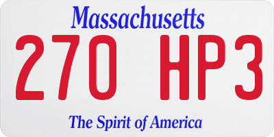 MA license plate 270HP3