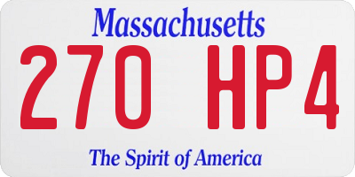 MA license plate 270HP4