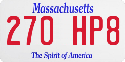 MA license plate 270HP8