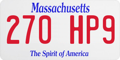 MA license plate 270HP9