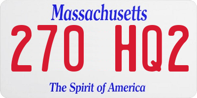 MA license plate 270HQ2