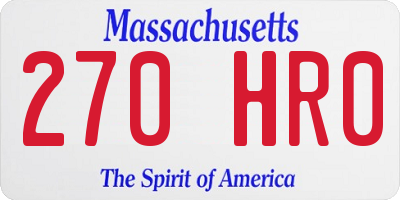 MA license plate 270HR0