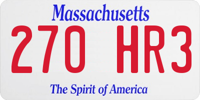 MA license plate 270HR3