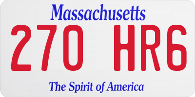 MA license plate 270HR6