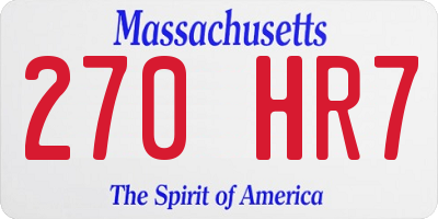 MA license plate 270HR7