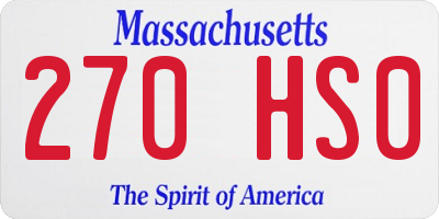 MA license plate 270HS0