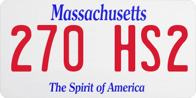 MA license plate 270HS2