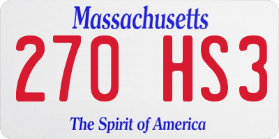 MA license plate 270HS3