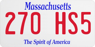 MA license plate 270HS5