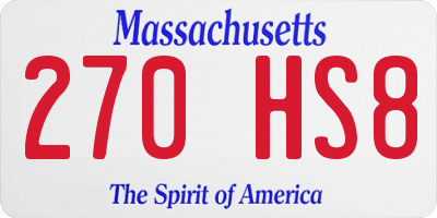 MA license plate 270HS8