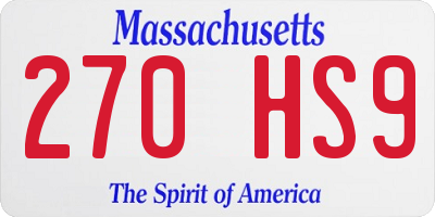 MA license plate 270HS9