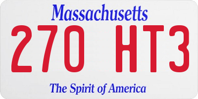 MA license plate 270HT3