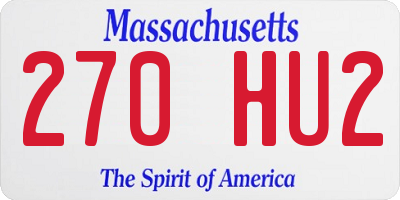 MA license plate 270HU2
