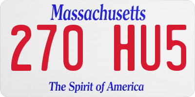 MA license plate 270HU5