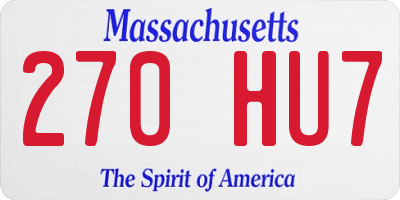 MA license plate 270HU7
