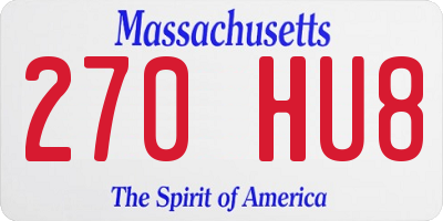 MA license plate 270HU8