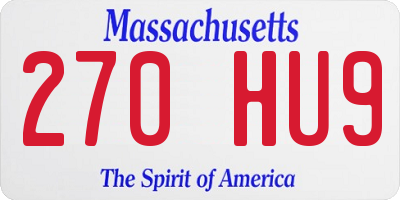 MA license plate 270HU9