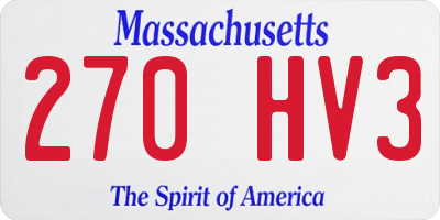 MA license plate 270HV3