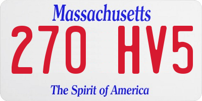 MA license plate 270HV5