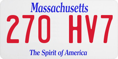 MA license plate 270HV7