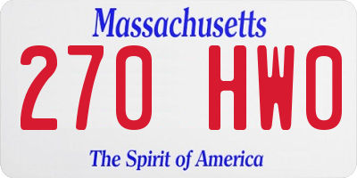 MA license plate 270HW0