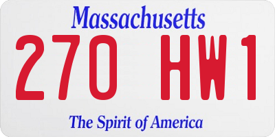 MA license plate 270HW1