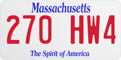 MA license plate 270HW4