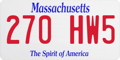 MA license plate 270HW5