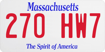 MA license plate 270HW7