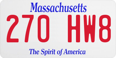 MA license plate 270HW8