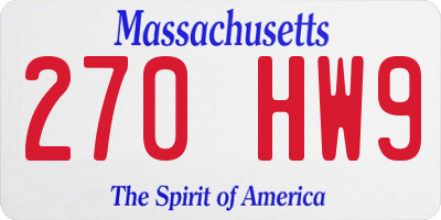 MA license plate 270HW9