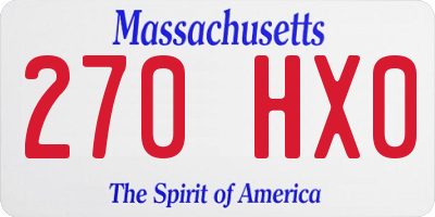MA license plate 270HX0