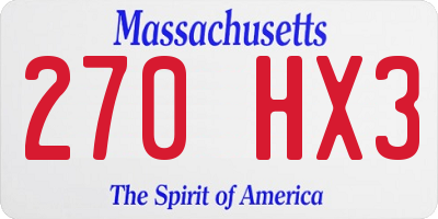 MA license plate 270HX3