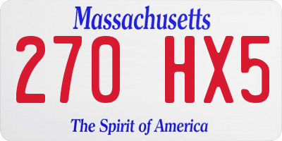 MA license plate 270HX5