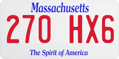MA license plate 270HX6