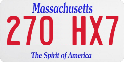 MA license plate 270HX7