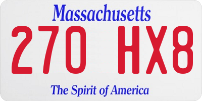 MA license plate 270HX8