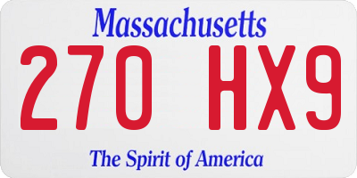 MA license plate 270HX9