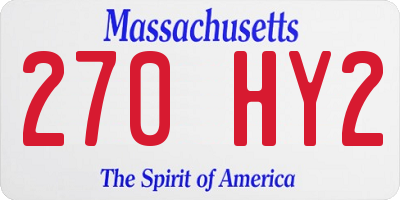 MA license plate 270HY2