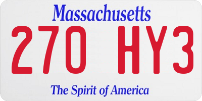 MA license plate 270HY3